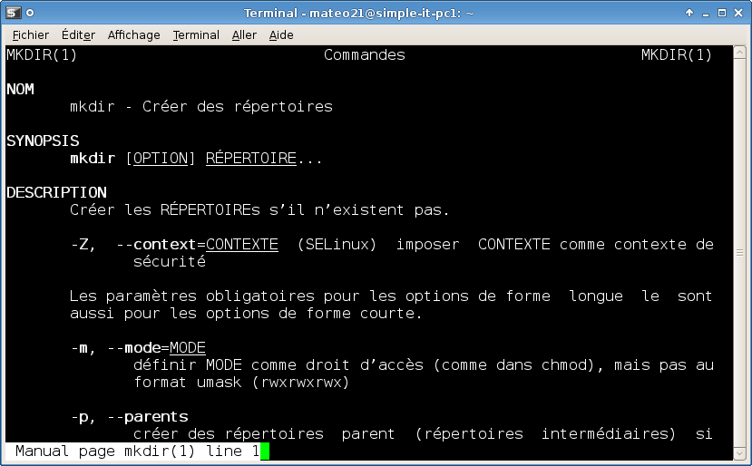 Pages du manuel en français