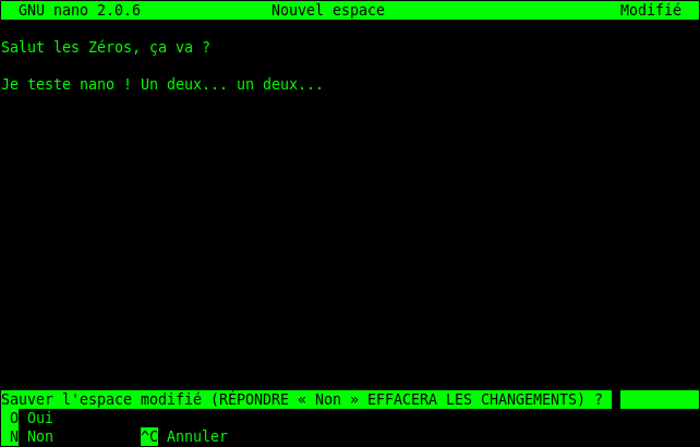 Confirmation de sortie de Nano
